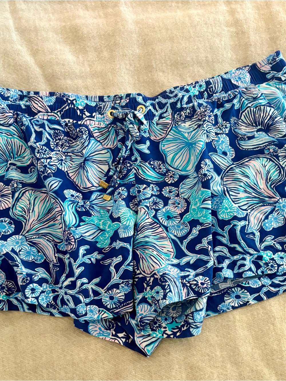 Lilly Pulitzer Navy & Aqua Floral Athletic Shorts